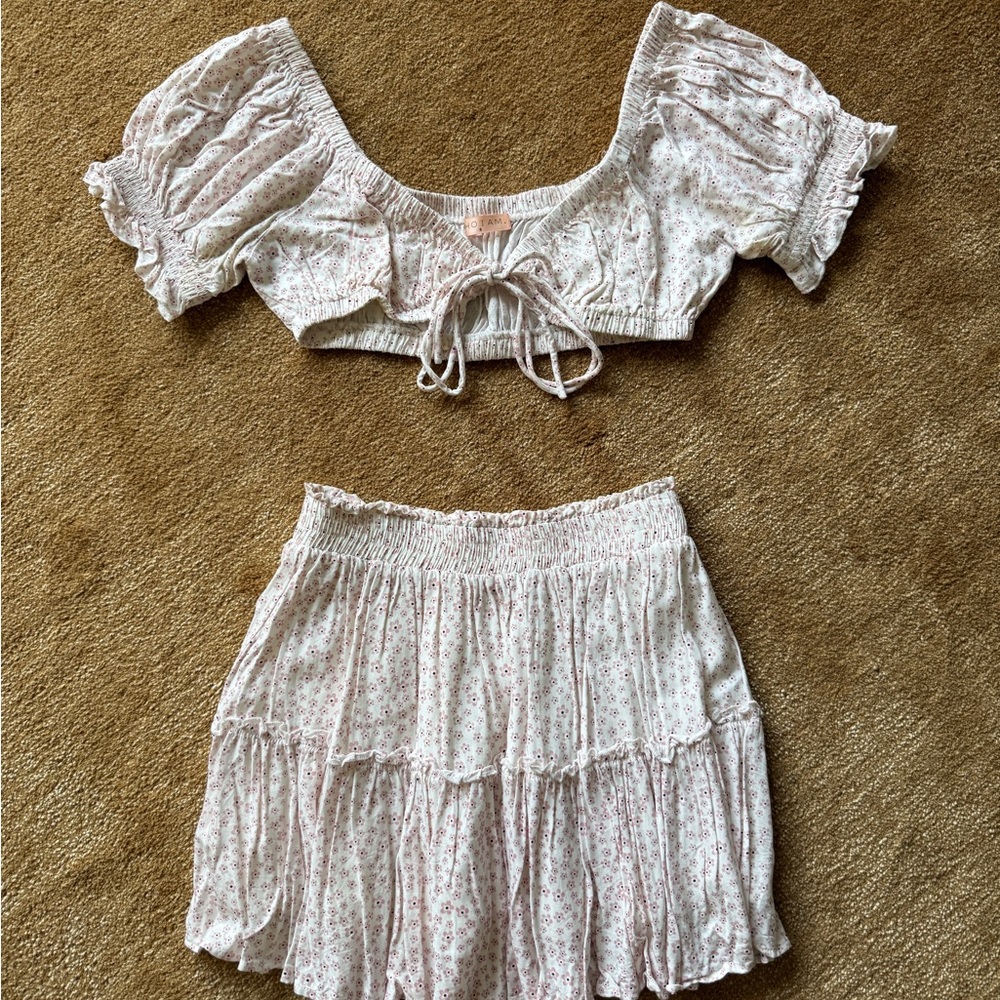Floral Crop Top and Skirt Set